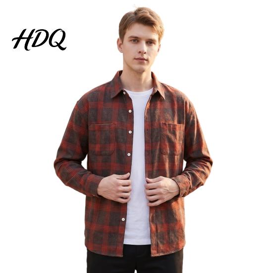 Casual Shirt Men Plaid Print Jacket Long Sleeve Button Down Autumn Outerwear Coat Lapel for Commuting Layering Outfits Breathable Tops