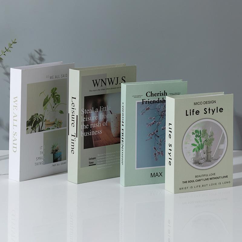 Green Faux Book Decor for Living Room TV Cabinet Display