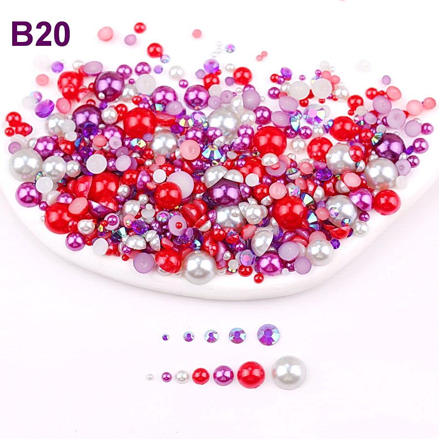 Mixed 2mm-10mm Half-Round AB Plated Resin Pearls - DIY Accessories
