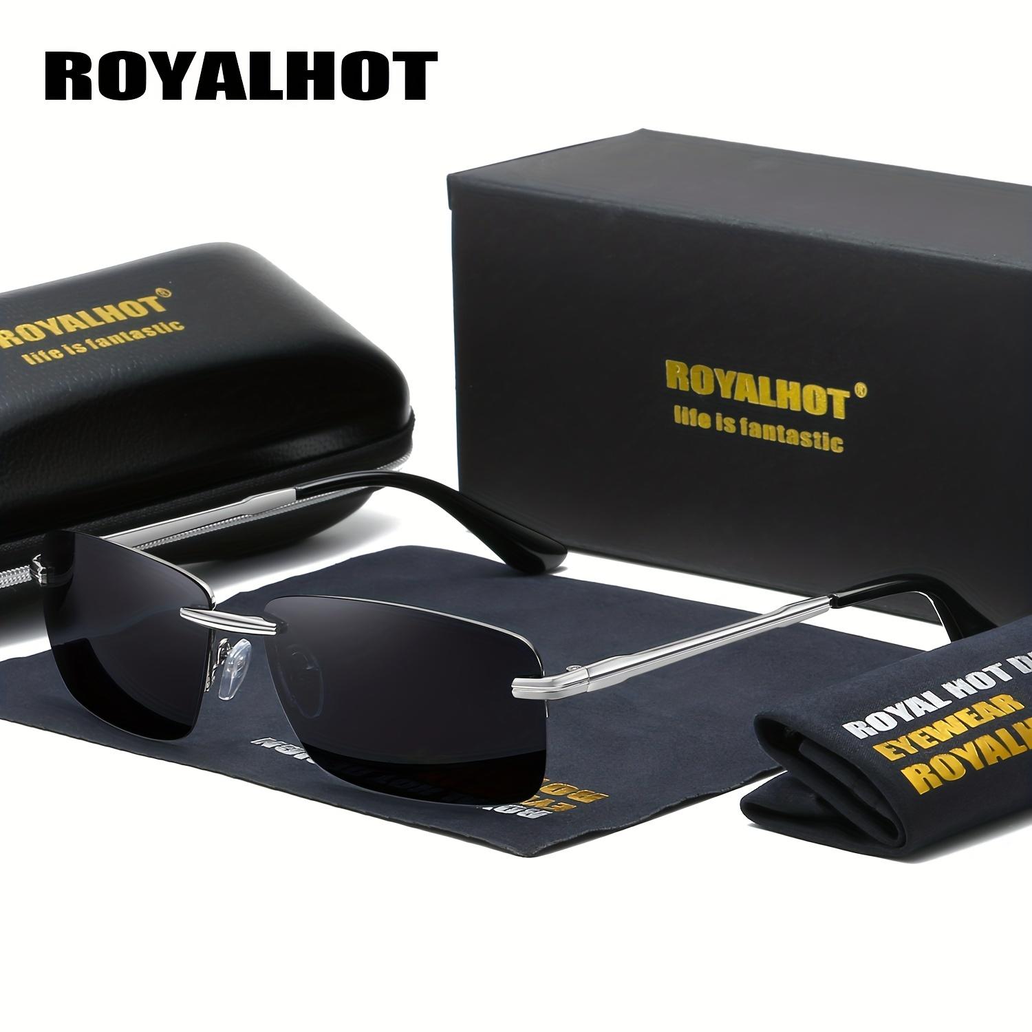 

RoyalHot унисекс поляризованные солнцезащитные очки в прямоугольной оправе из сплава, солнцезащитные очки для вождения, солнцезащитные очки, UV400 серый/золотистый