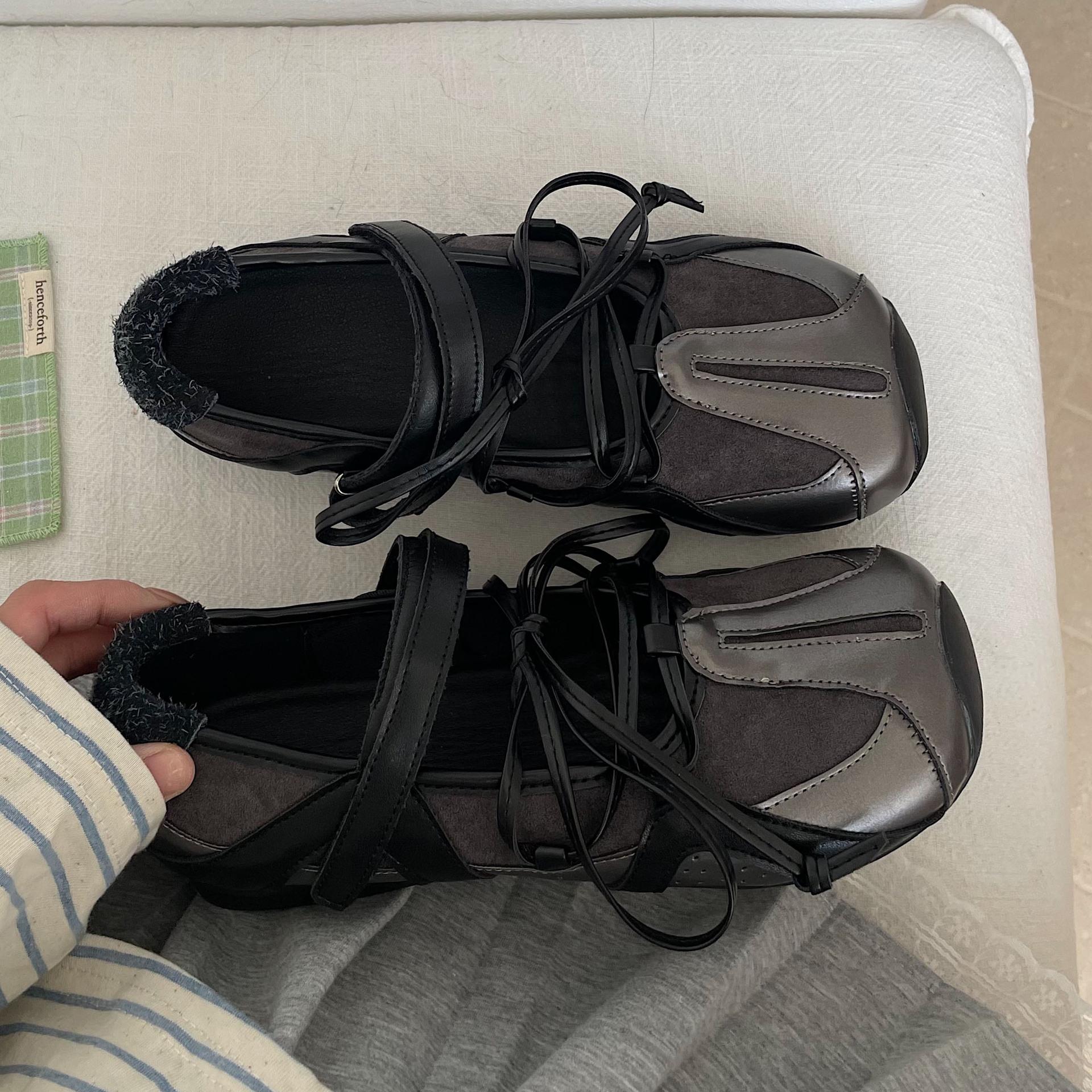 

Женская роскошная повседневная обувь Весна Осень Новая мода Перекрестная шнуровка Уличные балетки Легкие удобные Мягкая подошва Туфли Мэри Джейн 35 чёрный