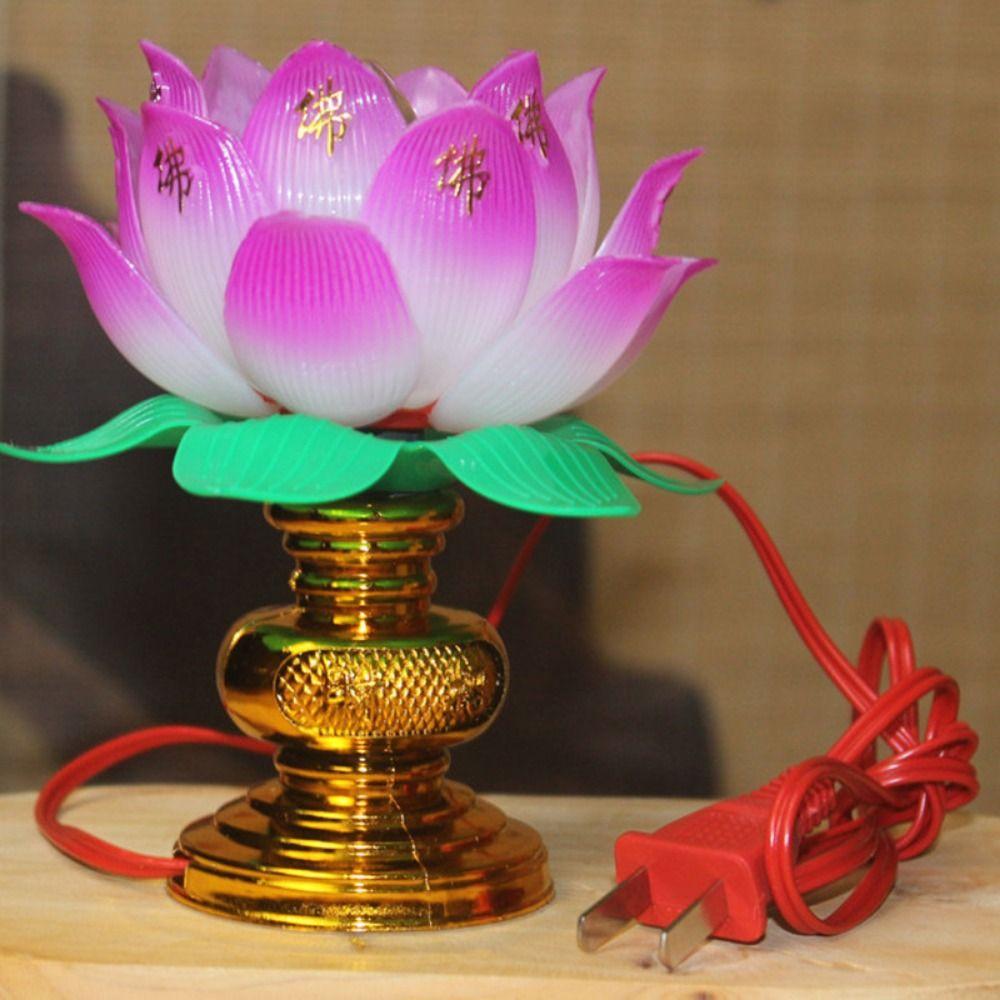 Pink Lotus Lamp Exquisite Temple Decoration Creative Worship Lamp  Worship