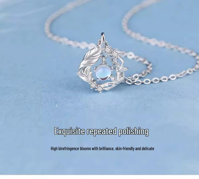 Blauer Eukalyptus & Vogel S999 Sterlingsilber Damen Halskette - 2024 Luxus Neujahrs- & Geburtstagsgeschenk