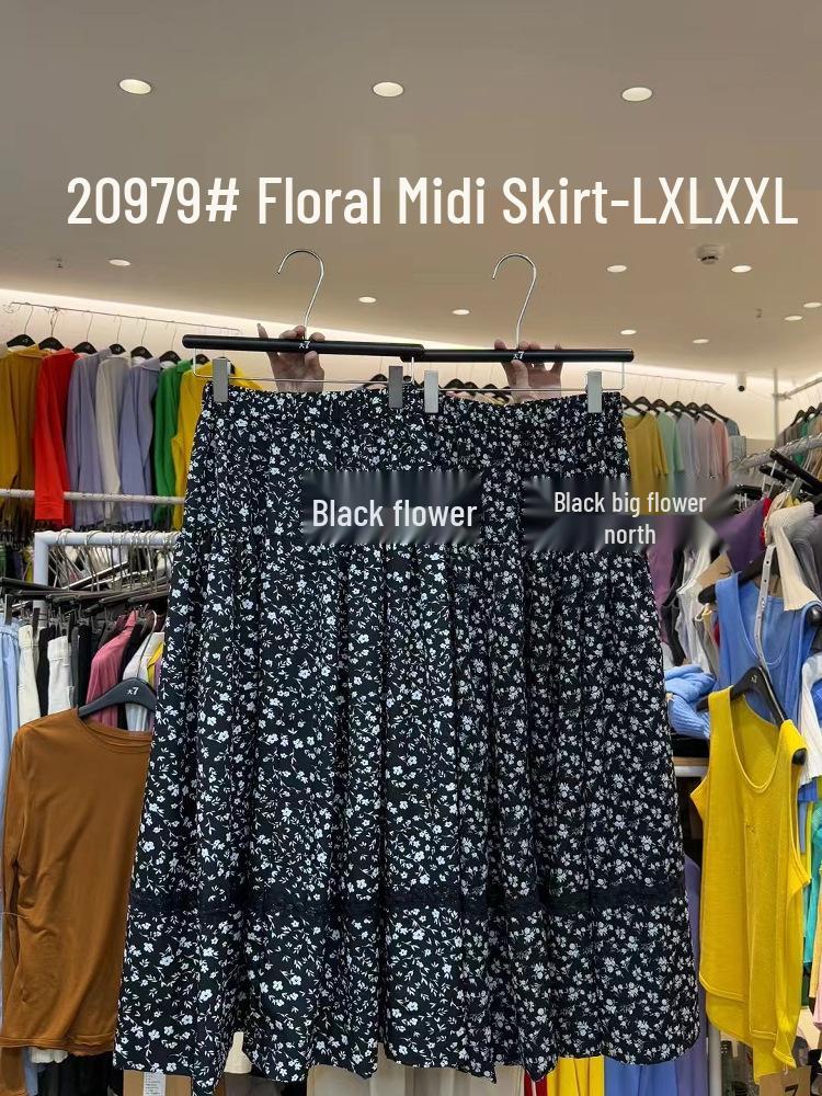 

Women s Korean Style Floral Midi Skirt - Plus Size, Retro, Casual, Versatile, Loose Fit 2XL