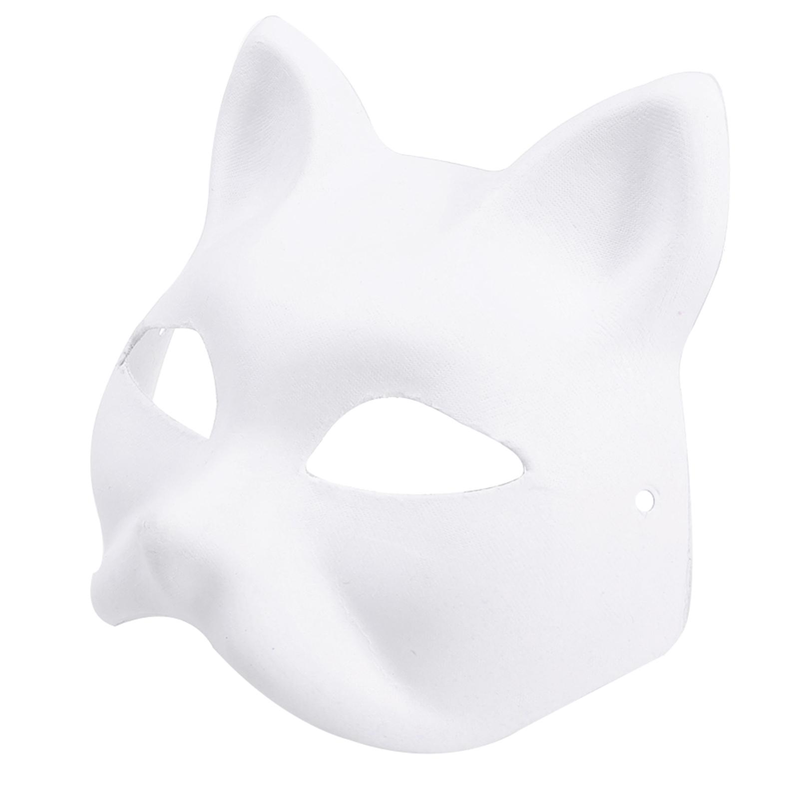 DIY Cat Mask Halloween Party Mask Hand-Painted Foxes Mask Anime Cosplay Mask Half Face Mask Animal Mask Masquerade Mask 2A