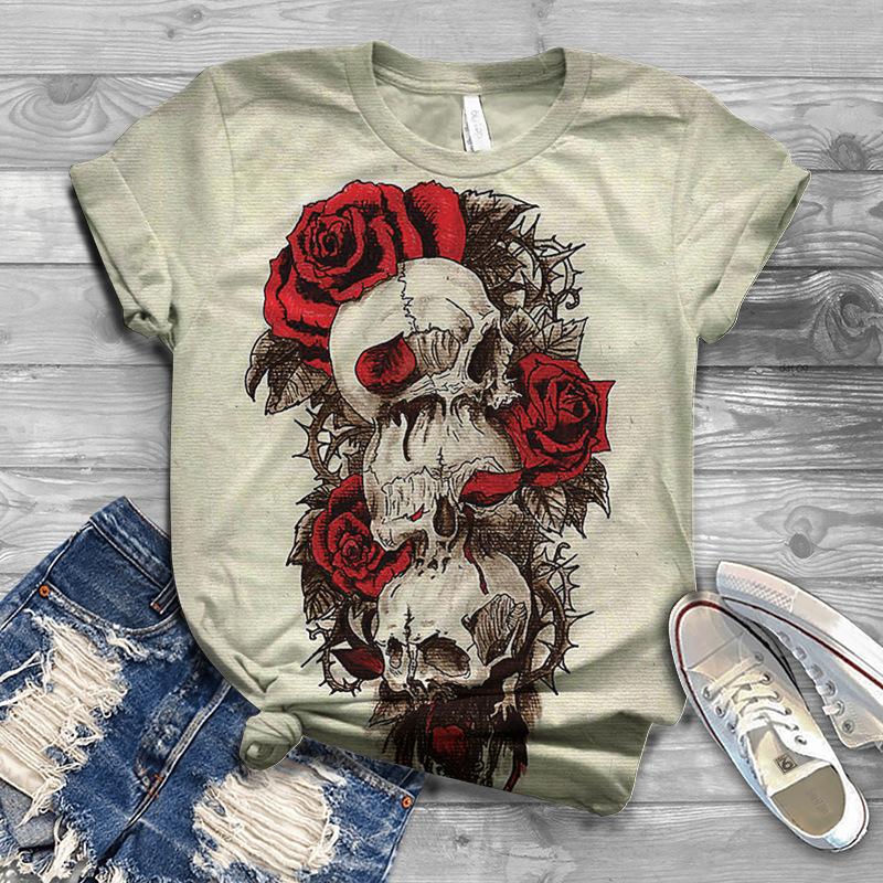 Uformell Kortermet Trykket Moteriktig Oversized 3D Topp Mønster T-skjorte for Menn Komfortabel Sommer Rund Hals