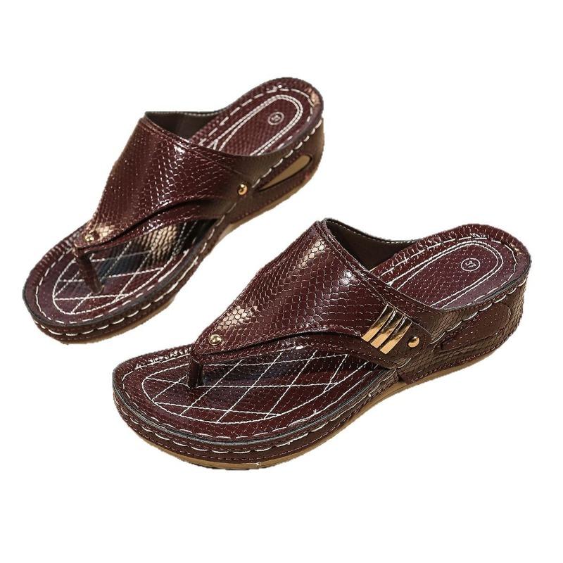 Women’s Thong Platform Peep-Toe Beach Slide Sandals Wedge Heel