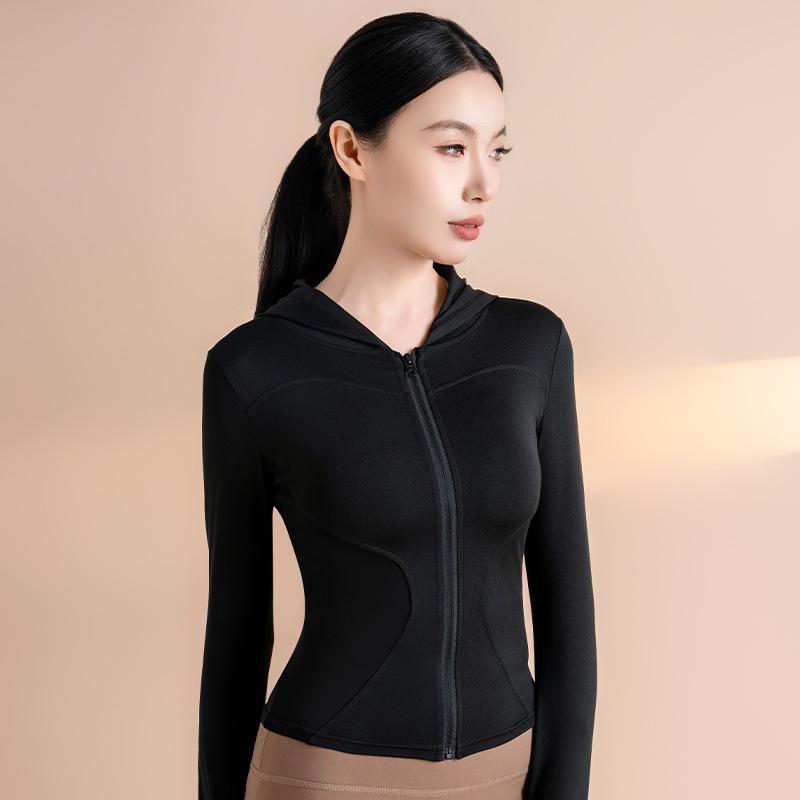 Hochelastischer Slim Kapuzen-Yoga-Cardigan - Winddichte Fitnessjacke zum Laufen, Radfahren und Yoga