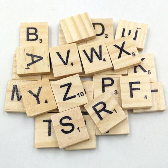 100Pcs Wooden Tiles Capital Letters A-Z Alphabet Board Funny Educational Toy
