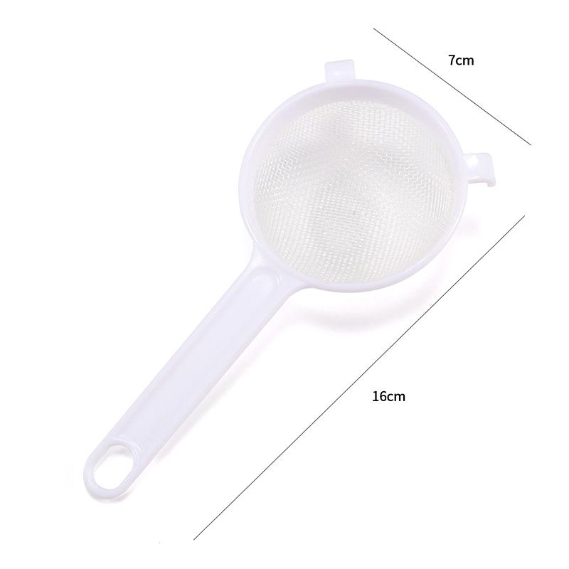

Plastic Fine Mesh Scoop Strainer Colander Flour Sieve with Handle Juice Tea Strainer Kitchen Accessories Handheld Screen Meshes