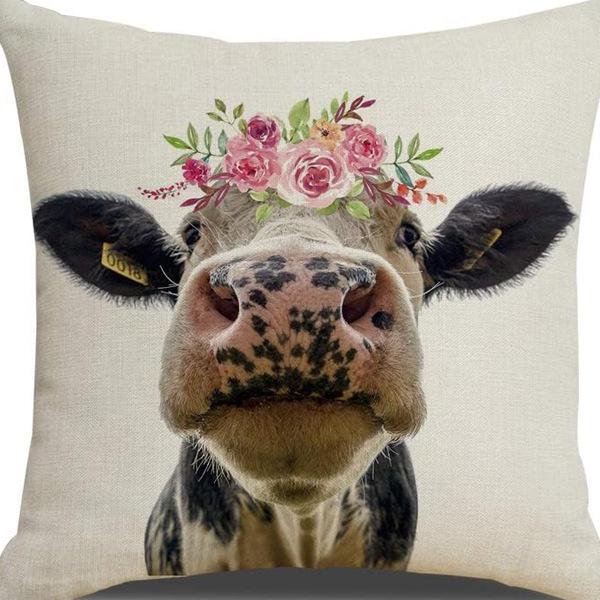 New Creative Cartoon Farmhouse Cow Animal Pillow Case Home Decoration Living Room Car Cushion