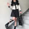 Sailor Uniform Cosplay School Uniform High School Girl Halloween JK Long Sleeve Square Collar [milky Time] (L)