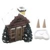 Blockhaus Räuchergefäß Harz Weihnachten Schnee Winter Räucherkegelhalter mit Weihnachtsbaum Feiertags Tischdeko Kamin für Zuhause Küche Büro