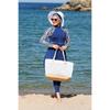 New Blue 2-piece Muslim Women's Modest Muslim Floral Print Seaside Swimwear Full Coverage Swimsuit Set Islamic Hijab Beachwear Burkini Swimsuit