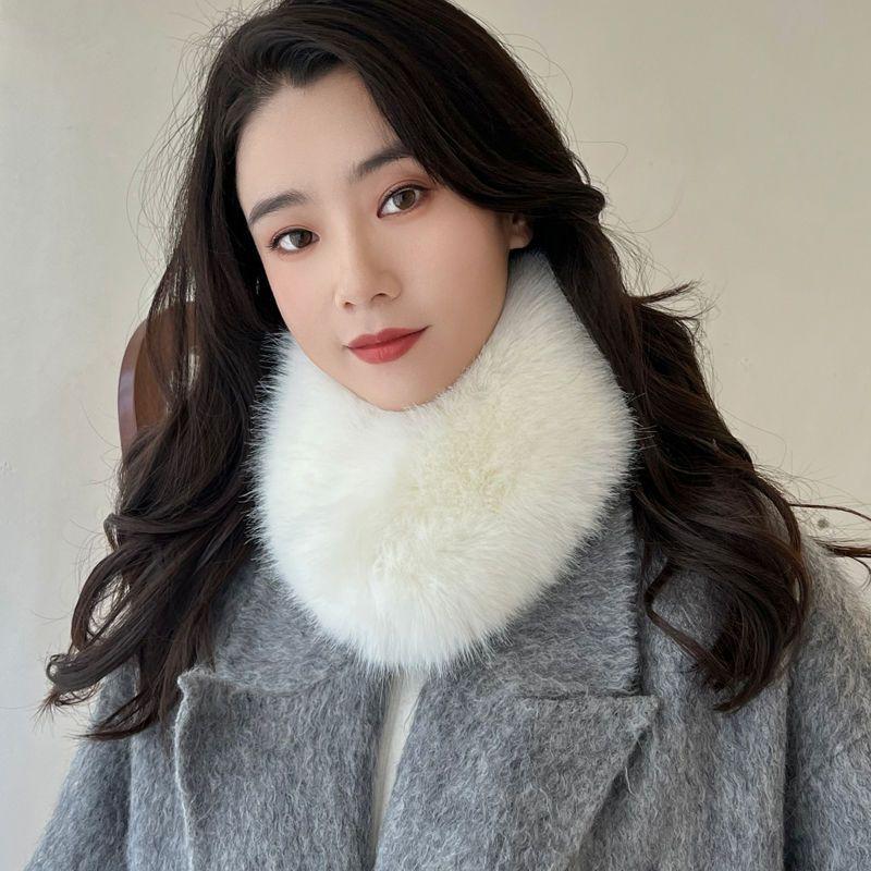 

Шарф из искусственного меха лисы, меховой воротник, универсальный и модный защитный воротник с магнитной пряжкой для женщин зимой белый