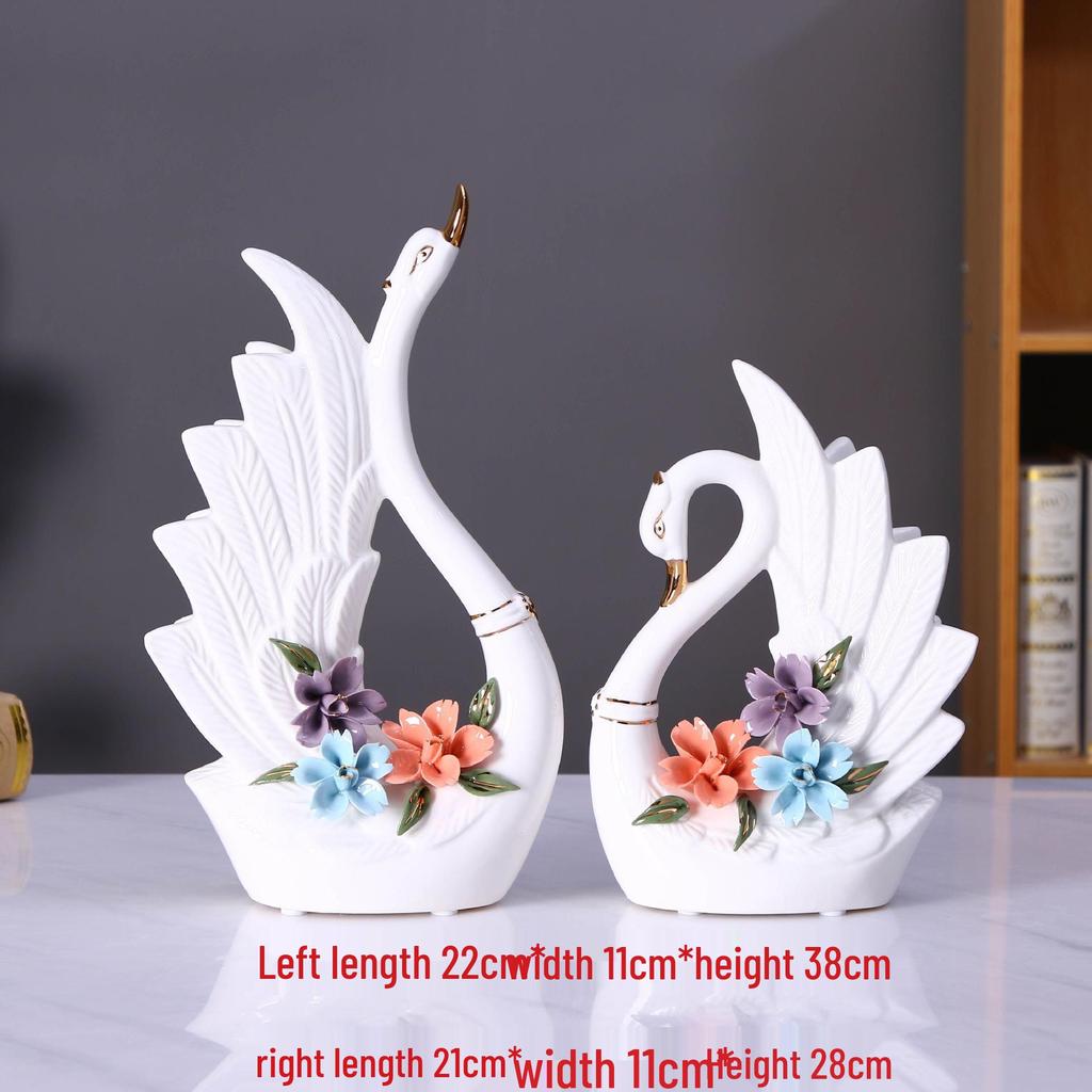 Ornements Cygnes en Céramique: Décoration d'intérieur élégante pour salon, cave à vin ou cadeaux de mariage