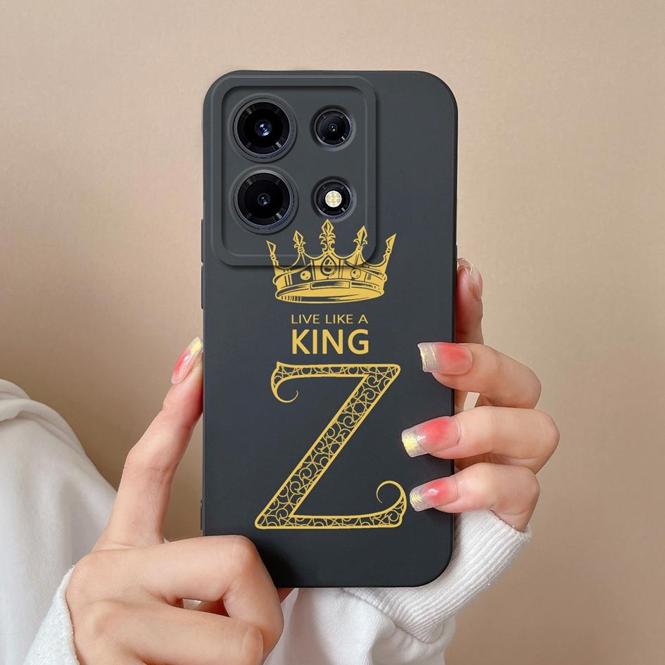 Case For Itel A05s A04 Infinix Note 30 VIP Hot 30 Play Zero Ultra Phone Cover Crown Letters Screen Protector Matte Soft Silicone Shockproof Bumper