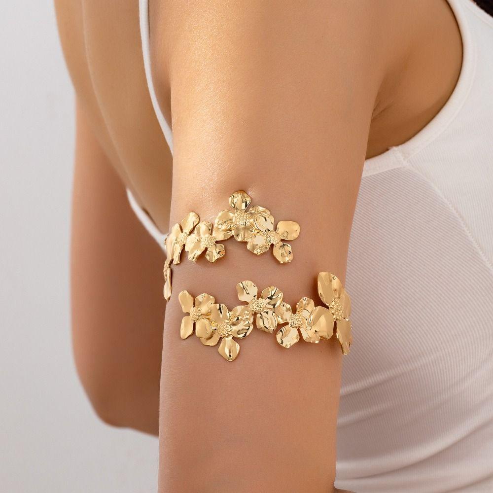 Multi Style Opening Arm Bracelet Metal Flower Bracelet Chic Arm Bracelet  Bridal Wear
