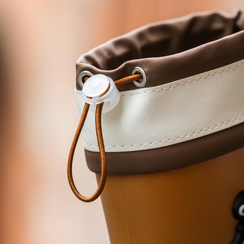 Women's Medium Rain Boots New Bundle Waterproof Rain Shoes Female Students Outdoor Water Shoes Fashionable Lightweight Non-slip Glue Shoes