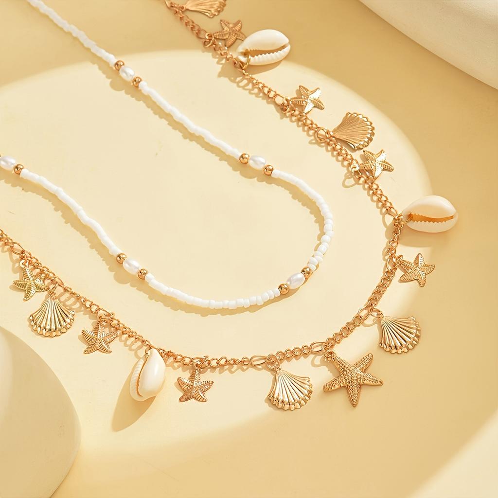 Boho Sexy Fashion Layered Tassel Starfish Waist Belly Chain Women Summer Beach Sea Turtle Conch Shell Pearl Body Chain Jewelry