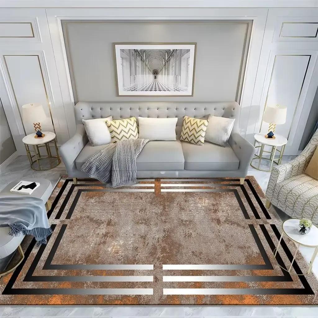 Moderner Teppich im nordischen Stil für Wohnzimmer, graue Schlafzimmerdekoration, großer Flächenteppich, kurze Loungematte aus Plüsch, waschbar, rutschfest