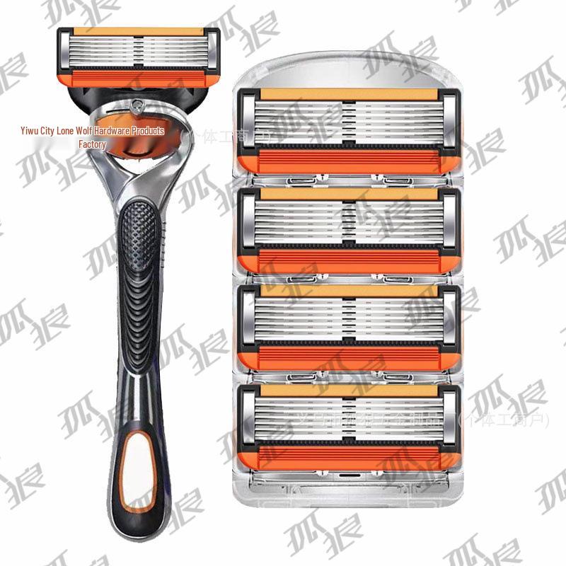 Men's 6-Layer Old-Fashioned Manual Razor Blade for Shaving Beard & Mustache