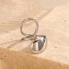 Stainless Steel Gold Silver Splicing Waterdrop Open Rings For Women Metal Geometric Adjustable Ring Jewelry