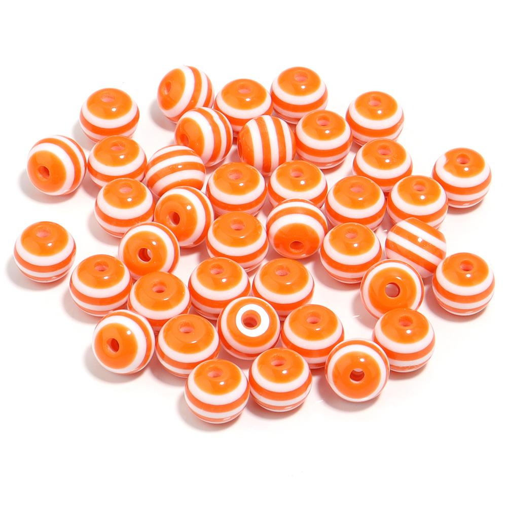 50-100pcs/lot 6 8 10 12mm Resin Round Beads Colored Stripes Spaced Beads For DIY Craft Bracelet Phone Chains Making Accessories