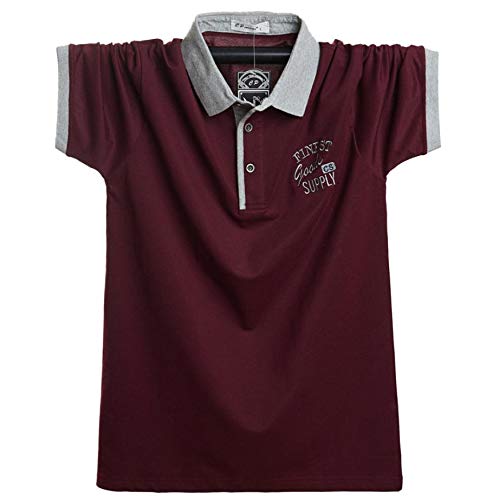 Two Steps Behind Men's Short Sleeve Golf Polo Shirt, Oversized, Loose Fit, RE59 (3XL, Dark Red)