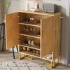 Modern, Minimalist Shoe Cabinet, Unique Wood Grain, Golden Iron Frame, Two-Door Storage Cabinet, Narrow Shoe Cabinet, Shoe Rack, Shoe Tipper,