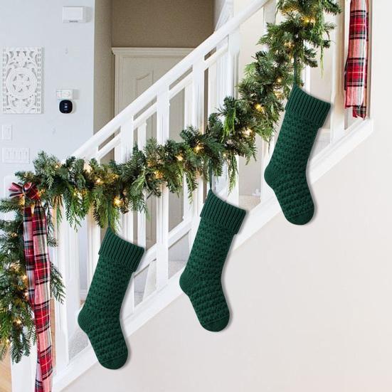 Christmas Stockings 18 Inches Large Knitted Xmas Stocking Fireplace Hanging Decoration for Holiday Home Party Decor