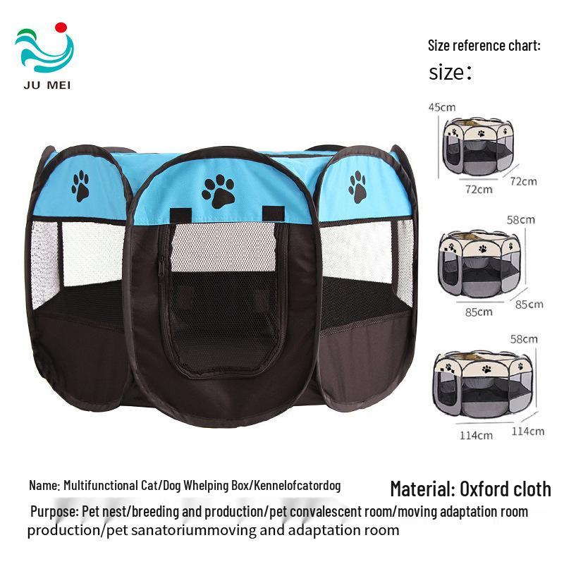 Tragbares achteckiges Haustierzelt: Faltbarer Katzen- und Hundekäfig aus Oxford-Stoff