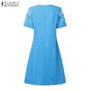 ZANZEA Women V-Neck Casual Short Sleeve Summer Print Dress
