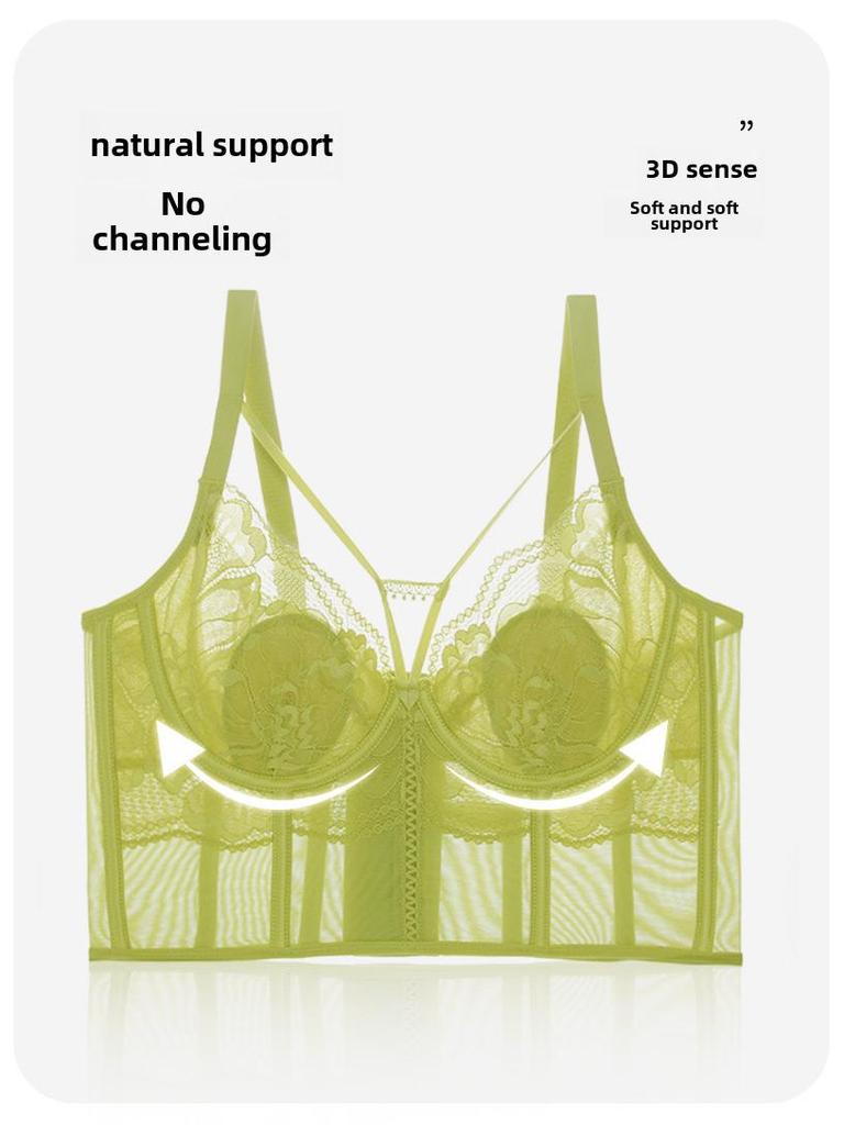 Adjustable Women's Bra: Side Breast Correction, Anti-Sagging, Eight-Row Buckle, Soft Steel Ring, Summer Thin Style.