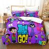 Teen Titans Go Zestaw pościeli Pojedynczy Bliźniaczy Pełny Queen King Size Anime Zestaw do łóżka Aldult Kid Sypialnia Zestawy poszewek na kołdrę Nadruk 3D poszewka na kołdrę