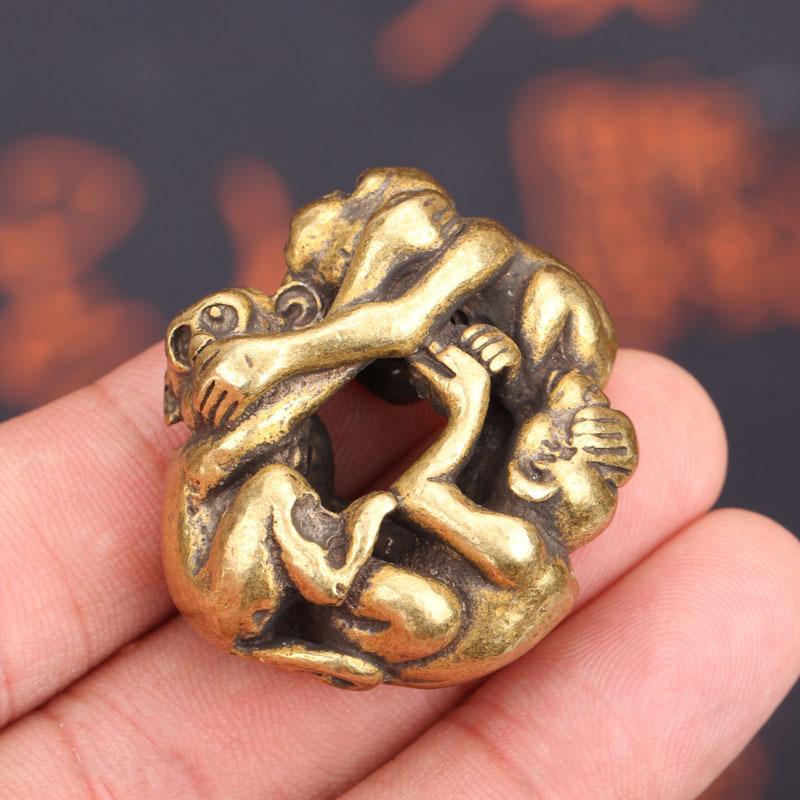 

Винтажные латунные забавные статуэтки трех обезьян: ничего не вижу, ничего не слышу, ничего не говорю. Украшения для рабочего стола, подвески для ключей, аксессуары 1pcs