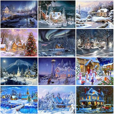 Neige bricolage 5D diamant peinture pleine résine ronde scénique diamant broderie mosaïque point de croix Kits décor à la maison