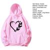 Damen Grafik Hoodie Herz Schmetterling Print Kordelzug Langarm Pullover Sweatshirt Herbst Casual Übergroßes Kapuzenoberteil mit Tasche