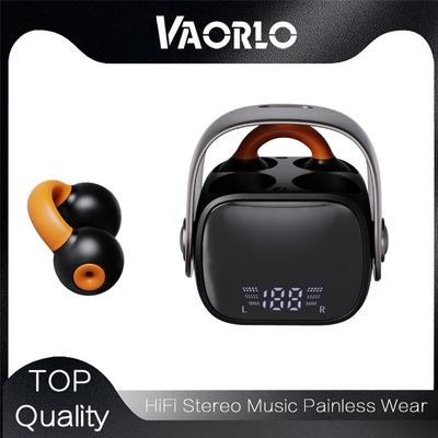 VAORLO Écouteurs sans fil à affichage numérique, Clip d'oreille, casque d'écoute indolore, oreillettes stéréo HiFi, réduction du bruit, commande tactile