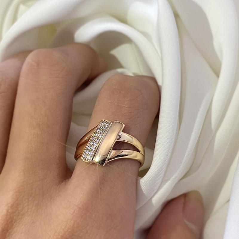 Trend Minimalist Geometry Natural Zircon Women'S Rings  Rose Gold  New Vintage Jewelry Girl'S Wedding Party Ring