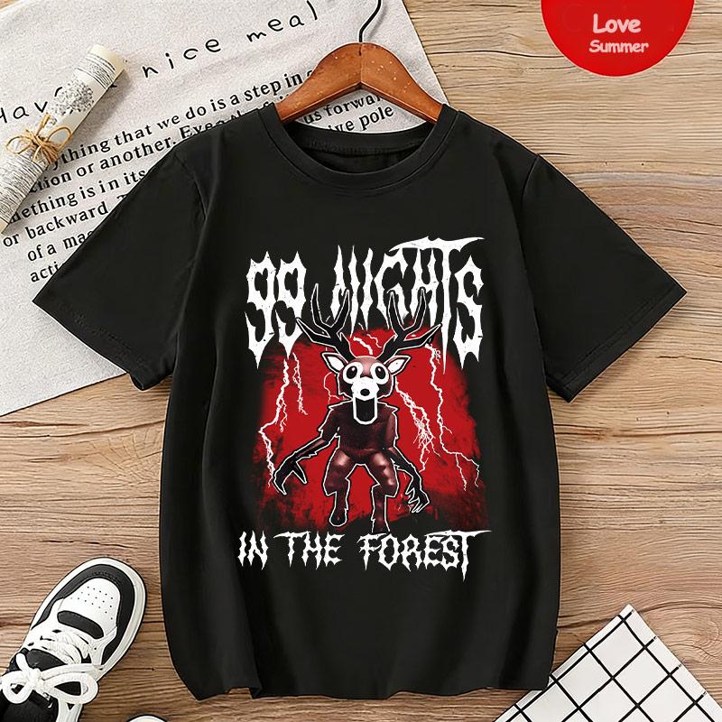 Kids 99 Nights in Forest Print Tee Shirt for Boys Girls Short Sleeve Classic T-Shirt Gift for Children