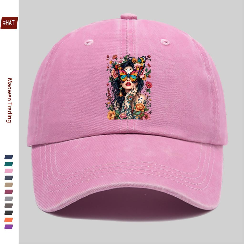 Pc Women Adjustable Trucker Cap with Butterfly Tattoo Print Vintage Suitable for All Lightweight Baseball Hat NonElastic