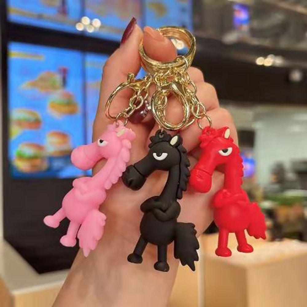 Cartoon Horse Keychain Simulation Lucky Horse Mascot Creative Horse Bag Pendant  Bag Accessory