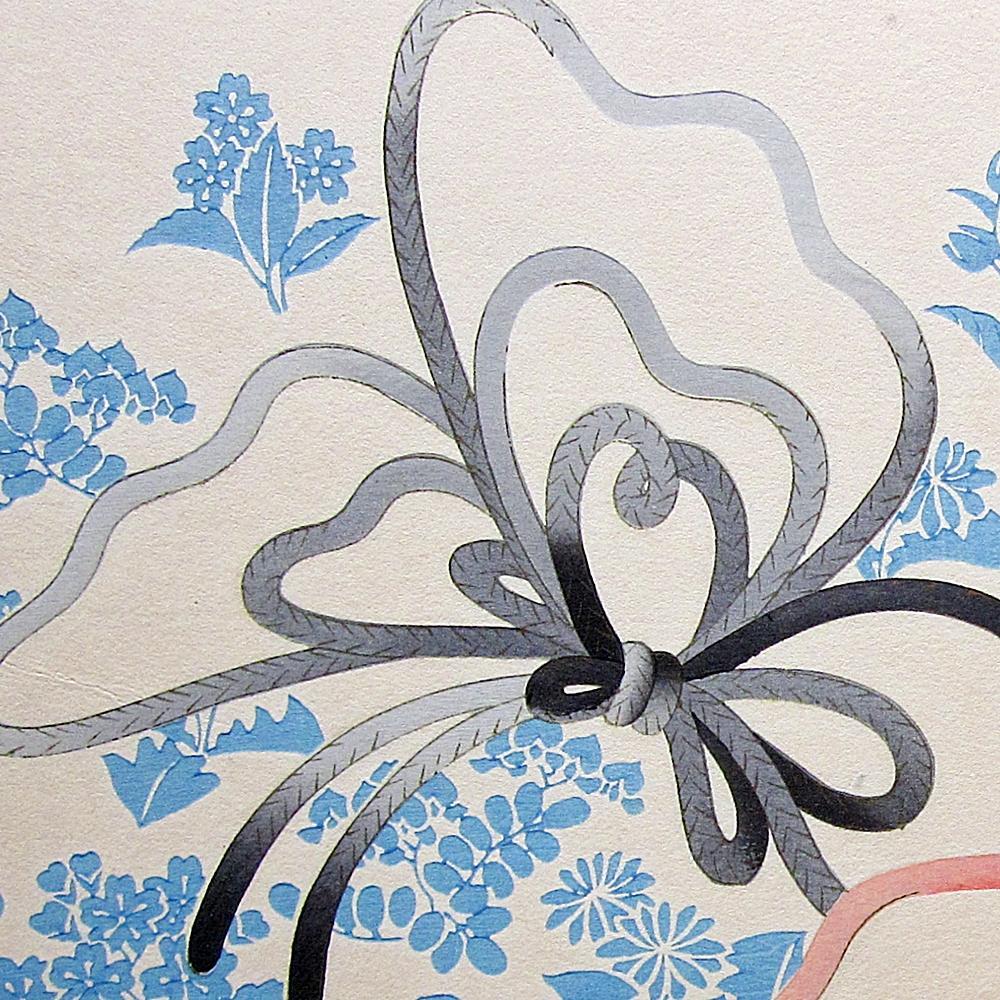 [USED] Woodblock print, knot pattern, butterfly