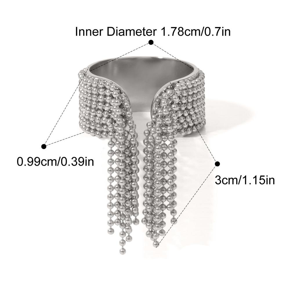 Yori Statement Stainless Steel Chain Tassel Bracelet Finger Ring 18K PVD Plated High Quality Charm Stylish Golden Jewelry