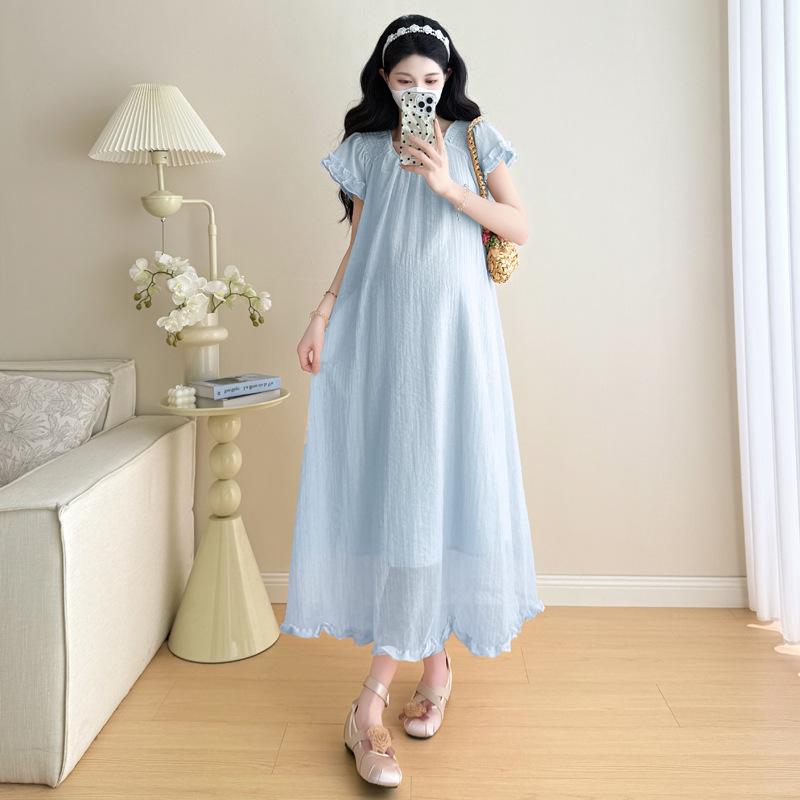 

Trendy Maternity Summer Dress: Chic, Fashionable, Gentle, Loose Style for Stylish Moms. XXL синій