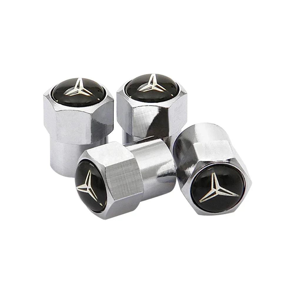 New C200 E200  For Mercedes Benz 4Pcs Car Wheel Valve Caps Tire Tyre Stem Air Cover Metal Emblem Accessories For Mercedes Benz G