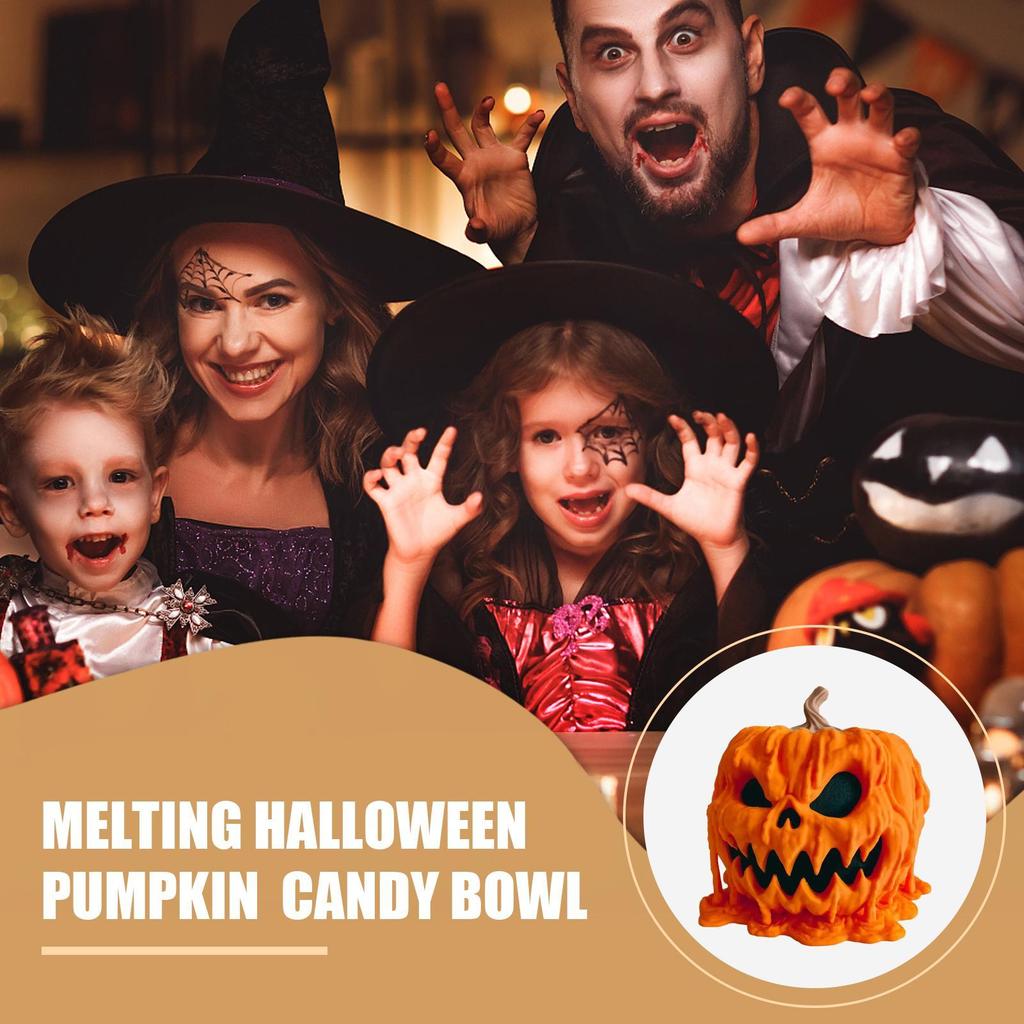 Halloween Candy Bowl Pumpkin Snack Container Funny Decorative Candy Bowl for Table Entryway Buffet Kitchen Wedding Halloween