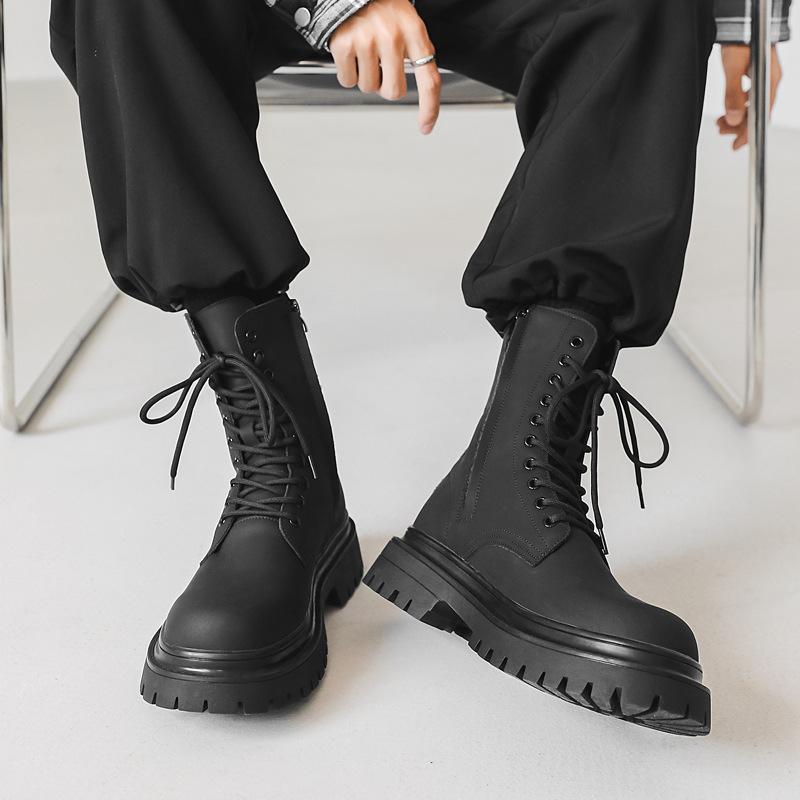 

Ботинки Мартина на молнии сбоку мужские летние дышащие 2025 новые высокие британские ветровые ботинки-локомотивы увеличивающие рост короткие ботинки 2860-J 38 чёрный