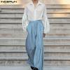2PCS Men Lapel Neck Semi-Sheer Long Sleeve Shirt Long Wide Legs Pants Sets Outfits